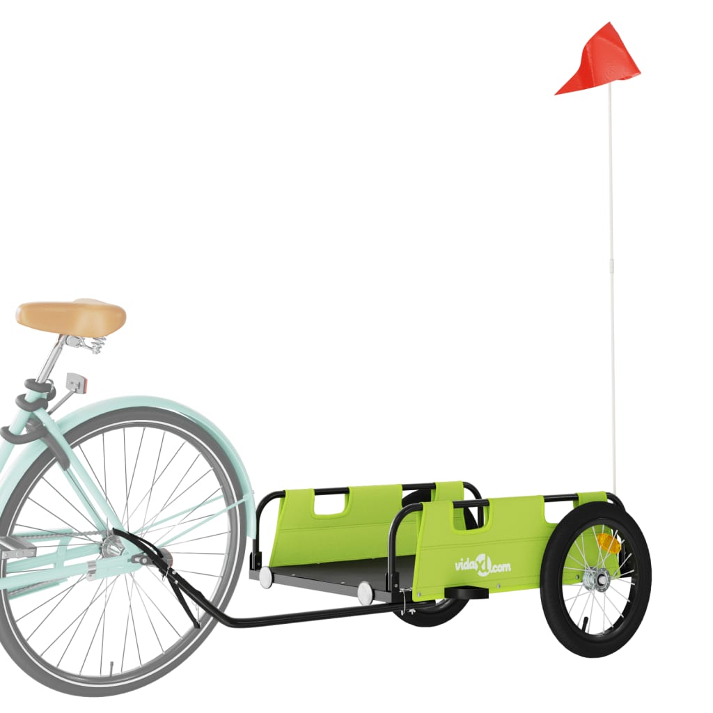 Remorque de vélo vert tissu oxford et fer