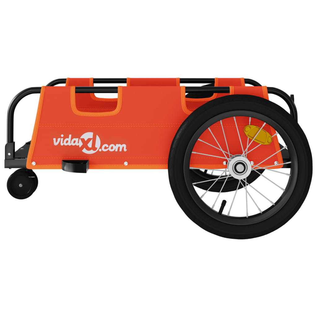 Remorque de vélo orange tissu oxford et fer