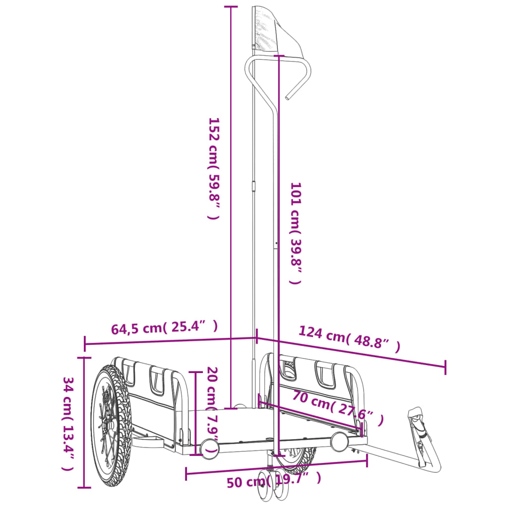 Remorque de vélo gris tissu oxford et fer