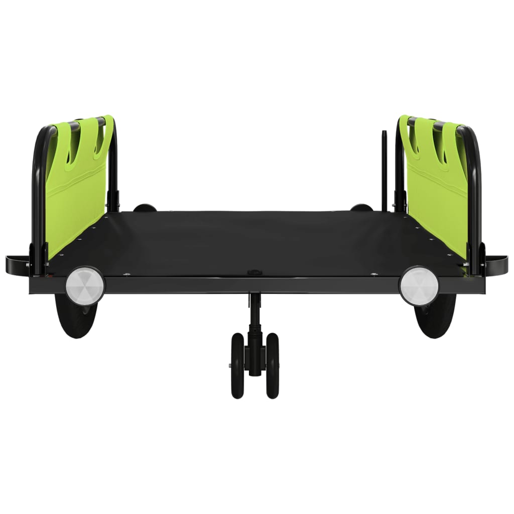 Remorque de vélo vert et noir tissu oxford et fer