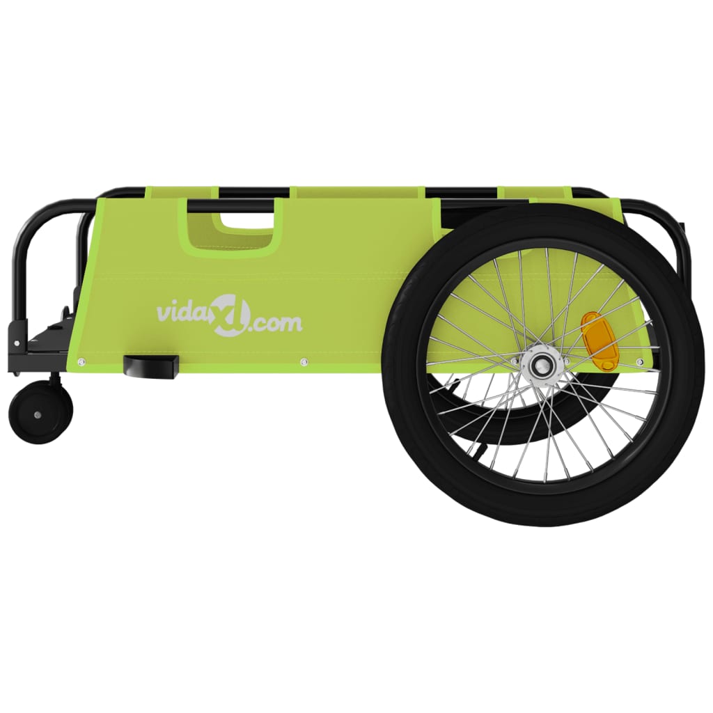 Remorque de vélo vert et noir tissu oxford et fer