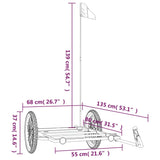 Schwarzer Fahrradanhänger 135x68x37 cm aus Eisen