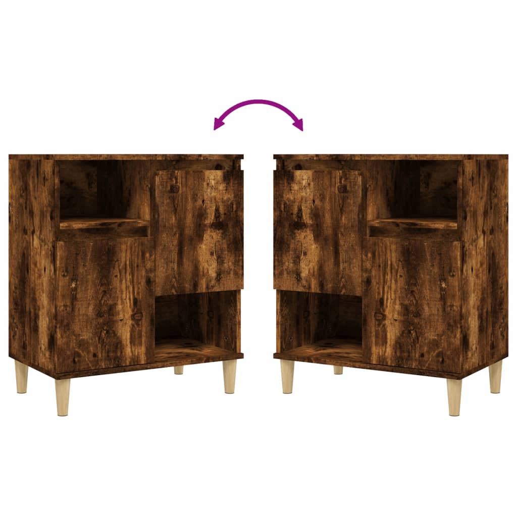 Buffets 2 pcs chêne fumé 60x35x70 cm bois d'ingénierie