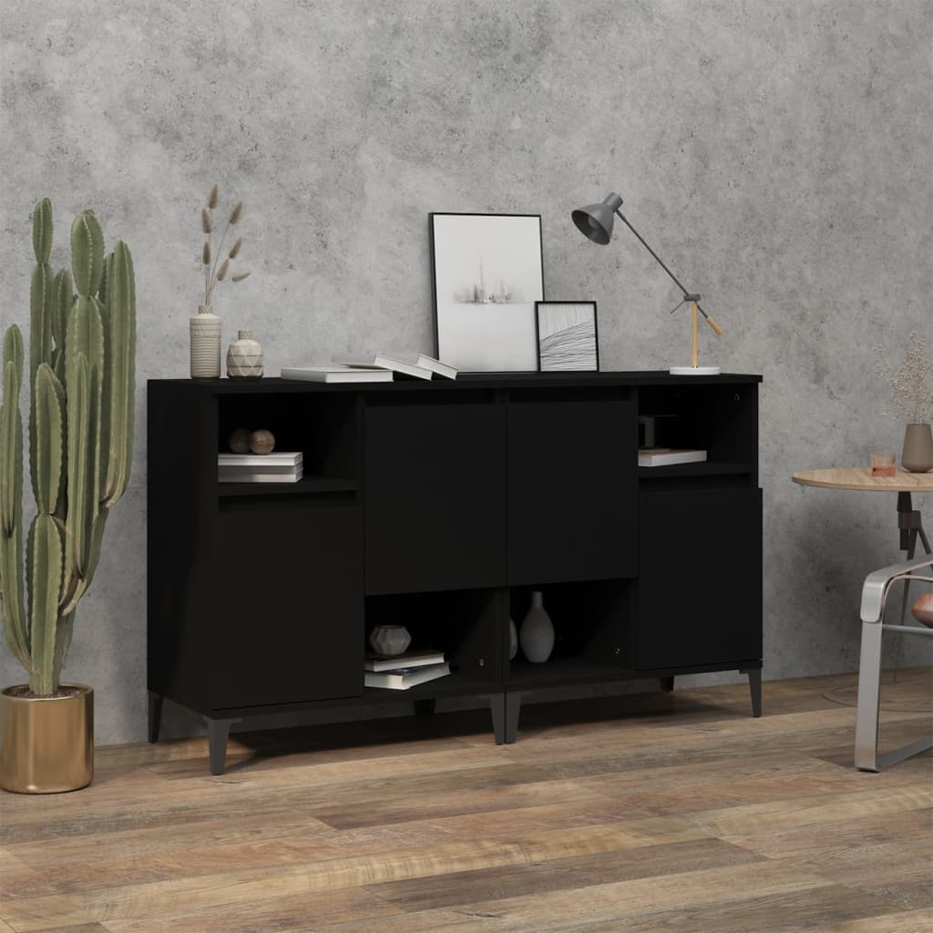 Sideboards 2 Stück schwarz 60x35x70 cm Holzwerkstoff