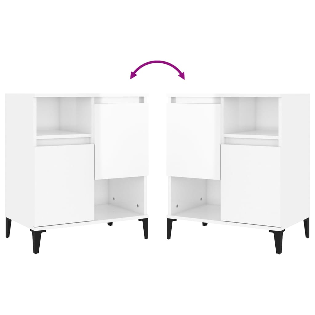 Buffets 2 pcs blanc brillant 60x35x70 cm bois d'ingénierie