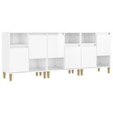 Buffets 3 pcs blanc brillant 60x35x70 cm bois d'ingénierie