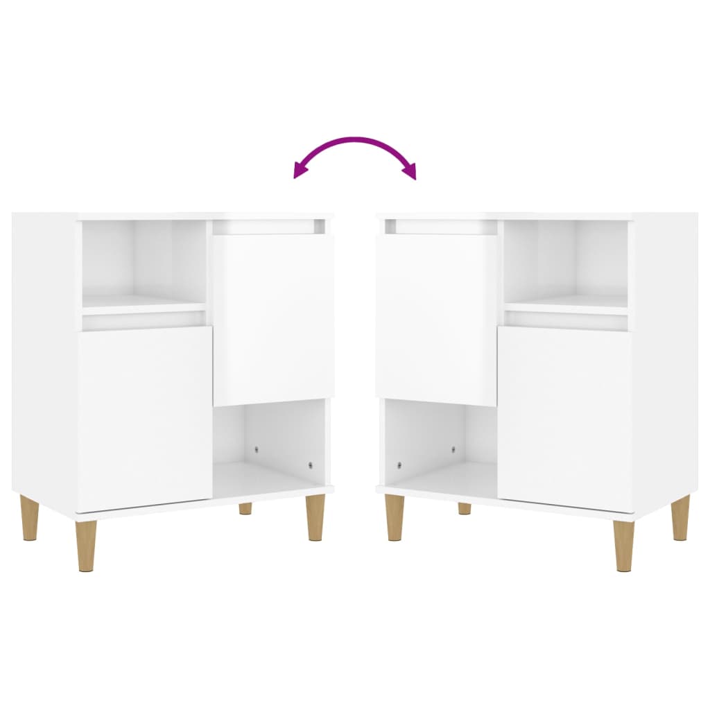 Buffets 3 pcs blanc brillant 60x35x70 cm bois d'ingénierie