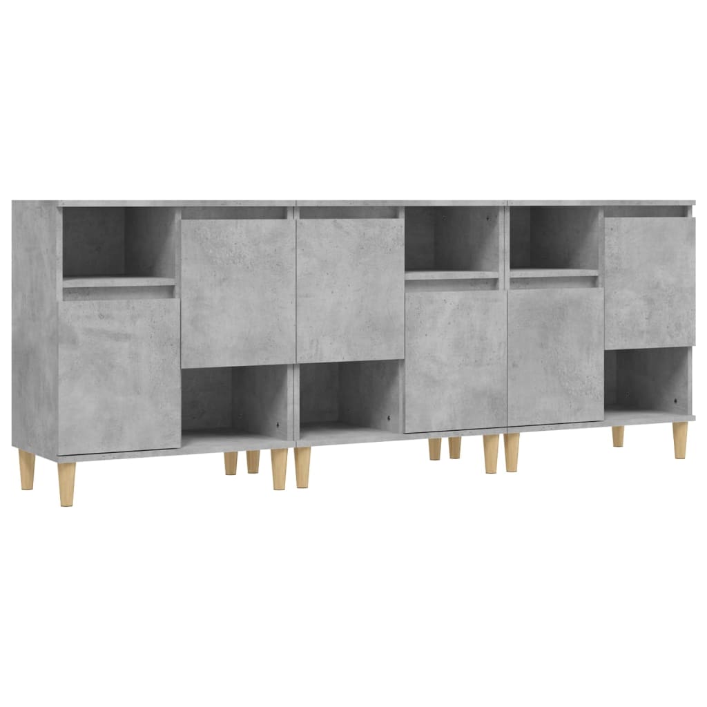 Buffets 3 pcs gris béton 60x35x70 cm bois d'ingénierie