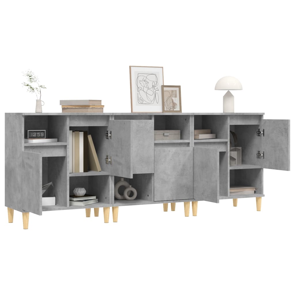 Buffets 3 pcs gris béton 60x35x70 cm bois d'ingénierie