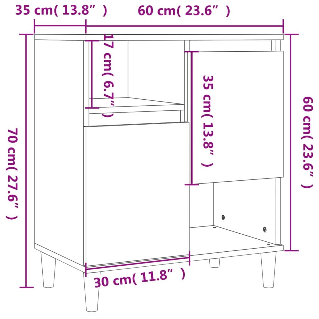 Sideboards 3 Stück Räuchereiche 60x35x70 cm Holzwerkstoff