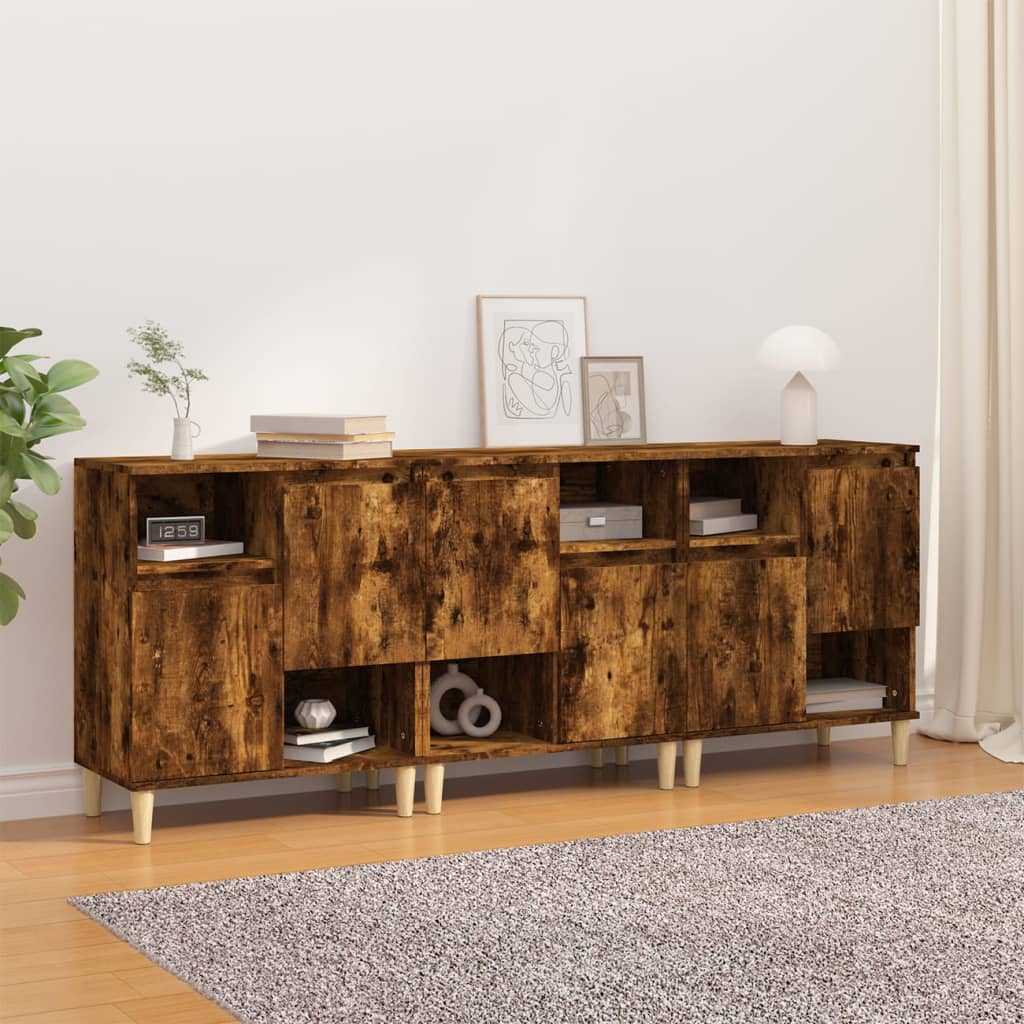 Buffets 3 pcs chêne fumé 60x35x70 cm bois d'ingénierie