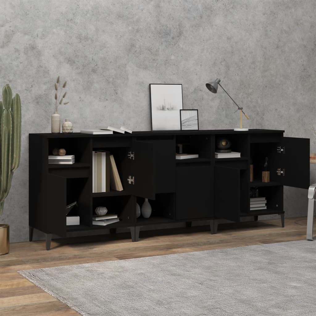 Buffets 3 pcs noir 60x35x70 cm bois d'ingénierie