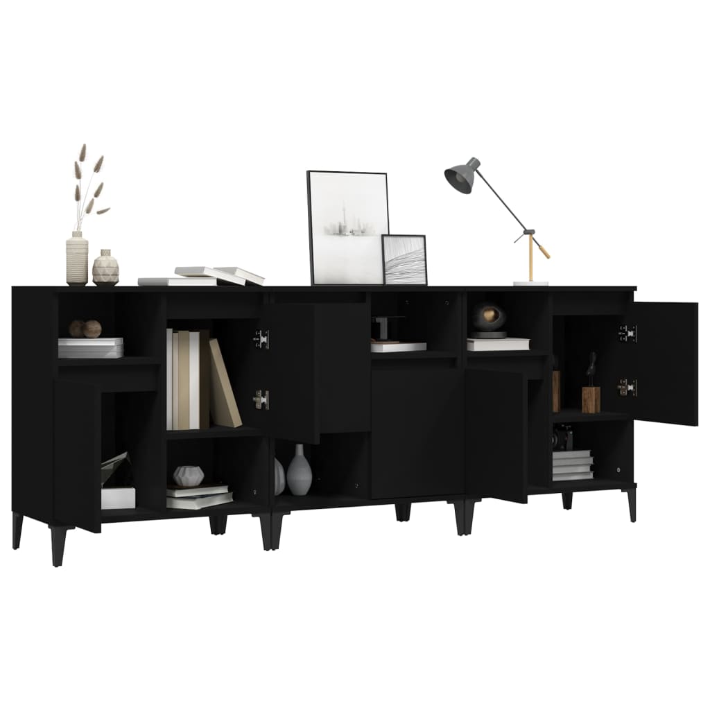 Buffets 3 pcs noir 60x35x70 cm bois d'ingénierie