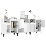 Buffets 3 pcs blanc brillant 60x35x70 cm bois d'ingénierie