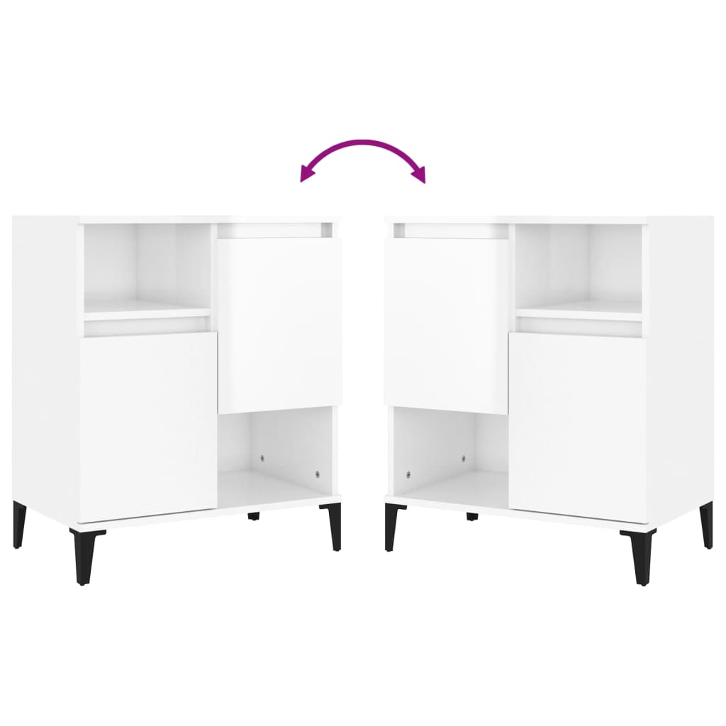 Buffets 3 pcs blanc brillant 60x35x70 cm bois d'ingénierie