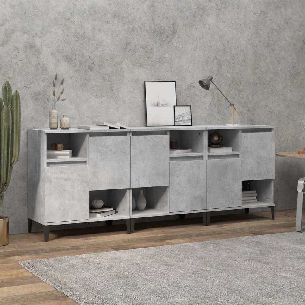 Sideboards 3 Stück betongrau 60x35x70 cm Holzwerkstoff