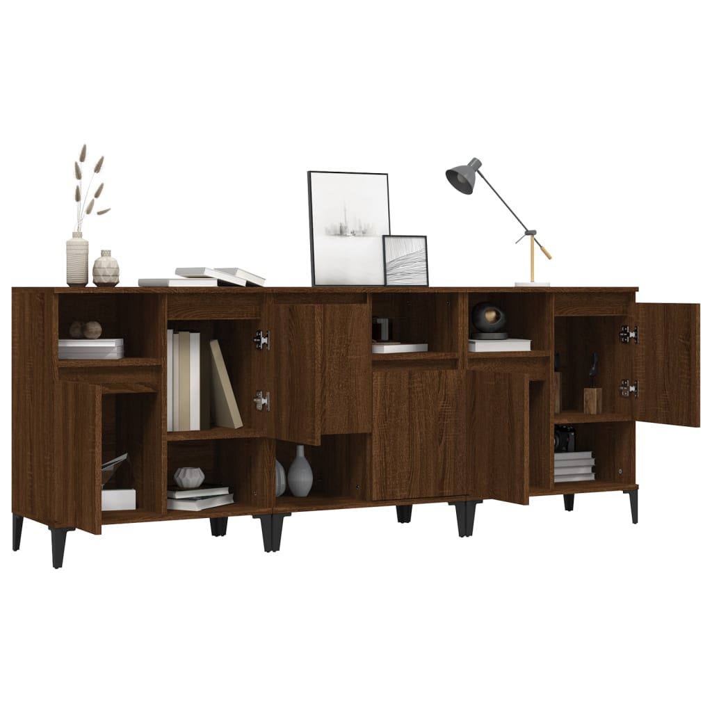 Buffets 3 pcs chêne marron 60x35x70 cm bois d'ingénierie