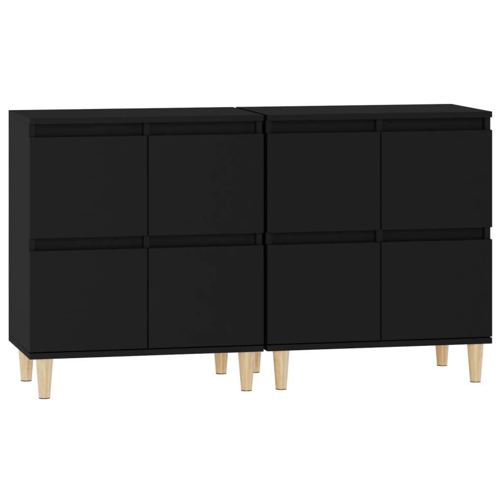 Buffets 2 pcs noir 60x35x70 cm bois d'ingénierie