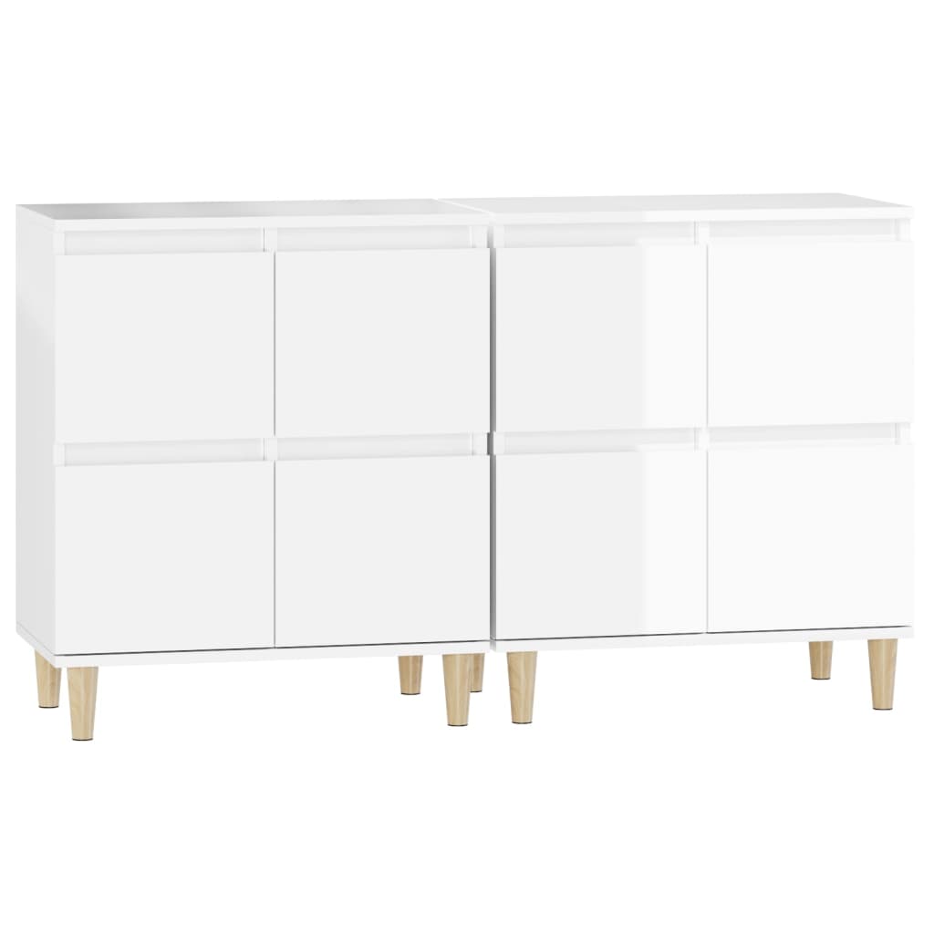 Buffets 2 pcs blanc brillant 60x35x70 cm bois d'ingénierie