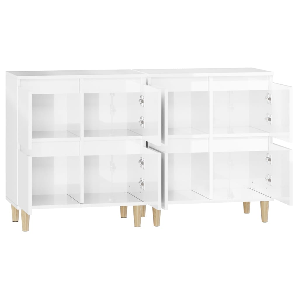 Buffets 2 pcs blanc brillant 60x35x70 cm bois d'ingénierie