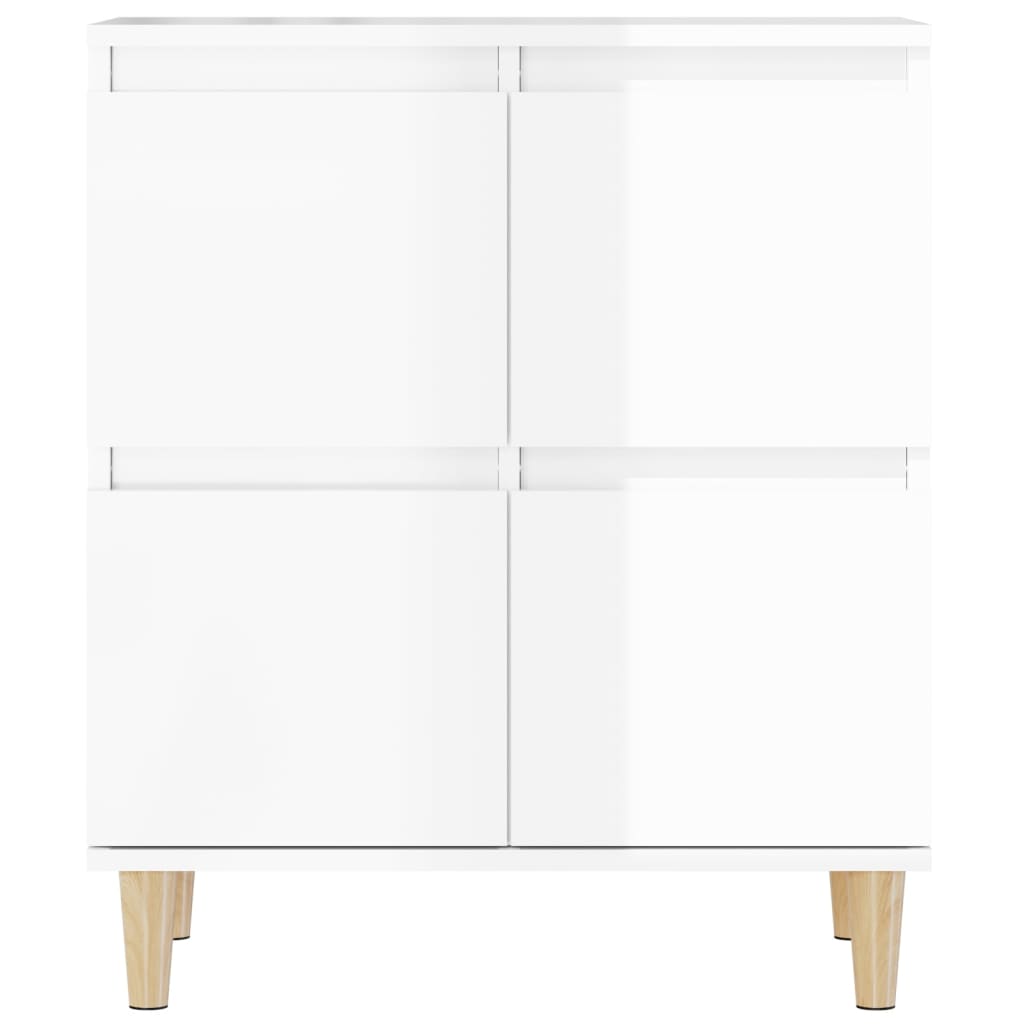 Buffets 2 pcs blanc brillant 60x35x70 cm bois d'ingénierie