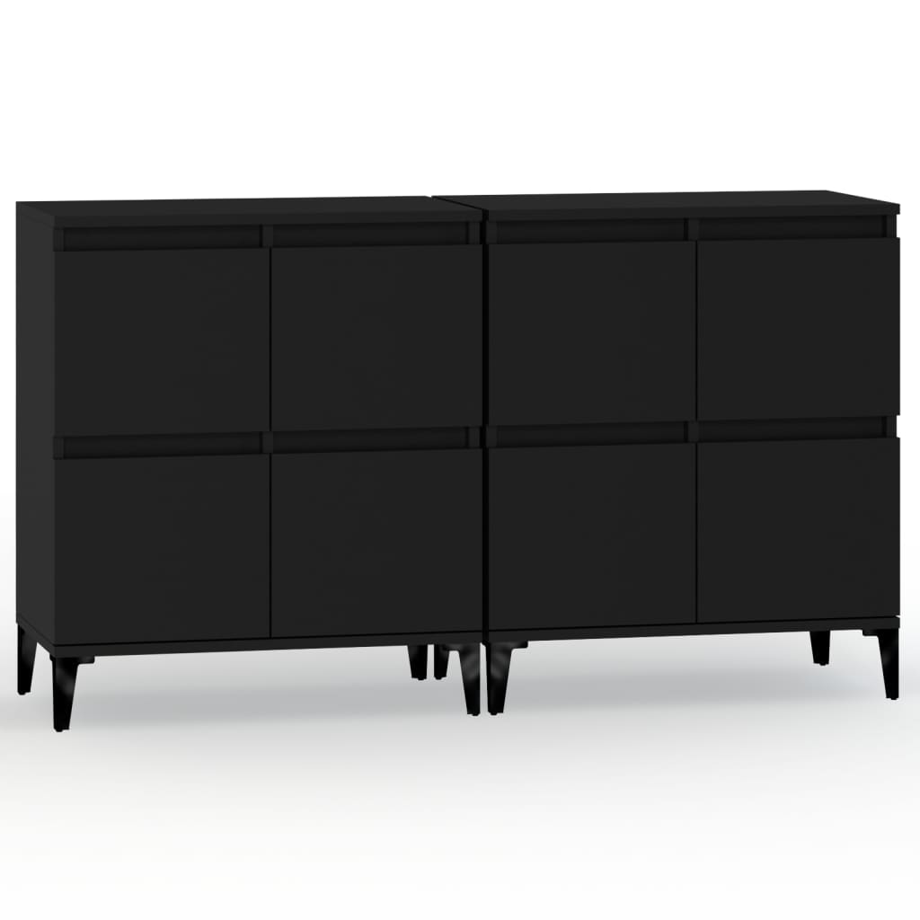 Buffets 2 pcs noir 60x35x70 cm bois d'ingénierie