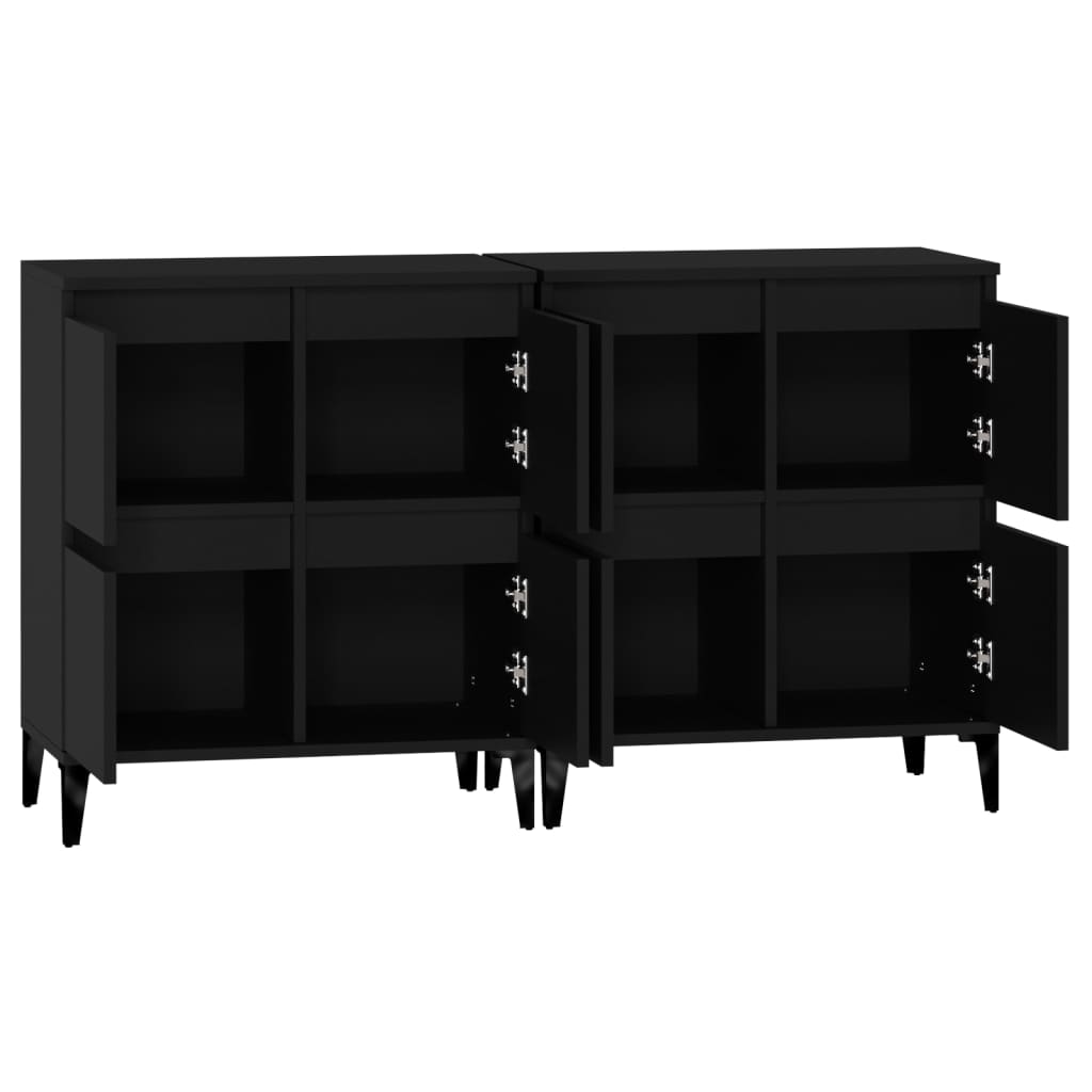 Buffets 2 pcs noir 60x35x70 cm bois d'ingénierie