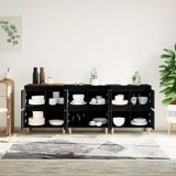 Buffets 3 pcs noir 60x35x70 cm bois d'ingénierie