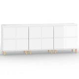 Buffets 3 pcs blanc brillant 60x35x70 cm bois d'ingénierie