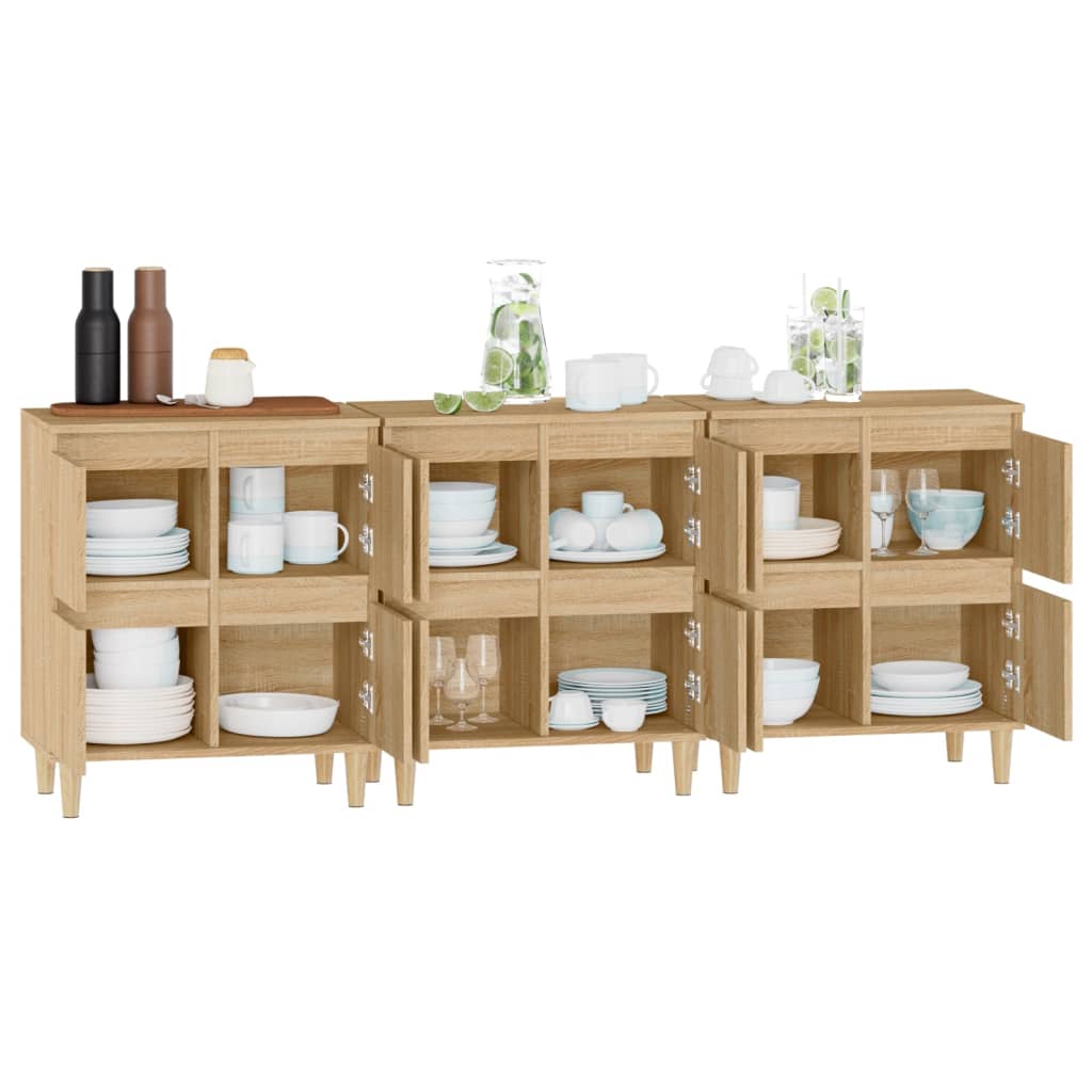 Buffets 3 pcs chêne sonoma 60x35x70 cm bois d'ingénierie