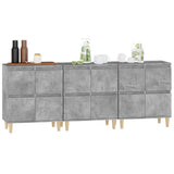 Buffets 3 pcs gris béton 60x35x70 cm bois d'ingénierie