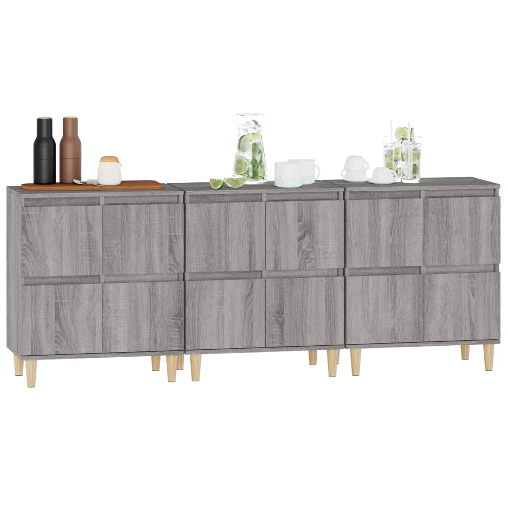 Buffets 3 pcs sonoma gris 60x35x70 cm bois d'ingénierie