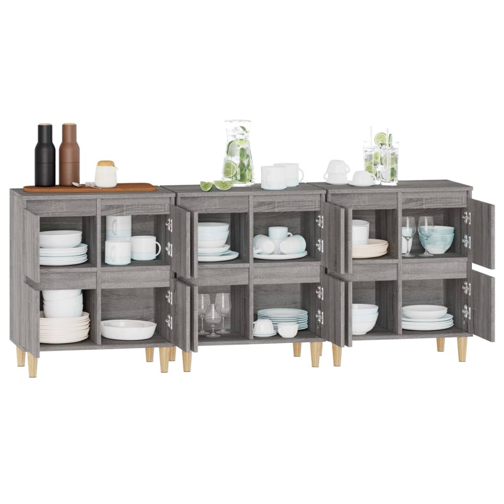 Buffets 3 pcs sonoma gris 60x35x70 cm bois d'ingénierie