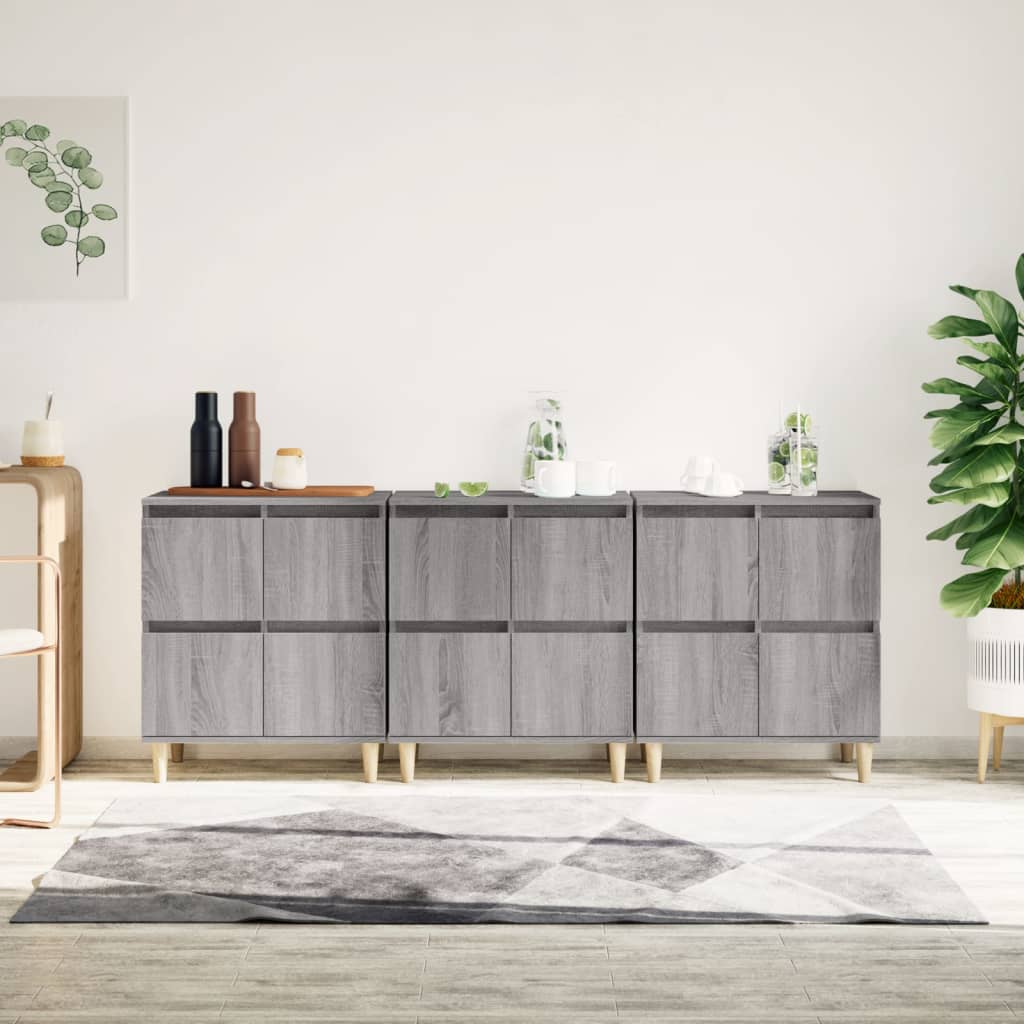 Sideboards 3 Stück sonomagrau 60x35x70 cm Holzwerkstoff