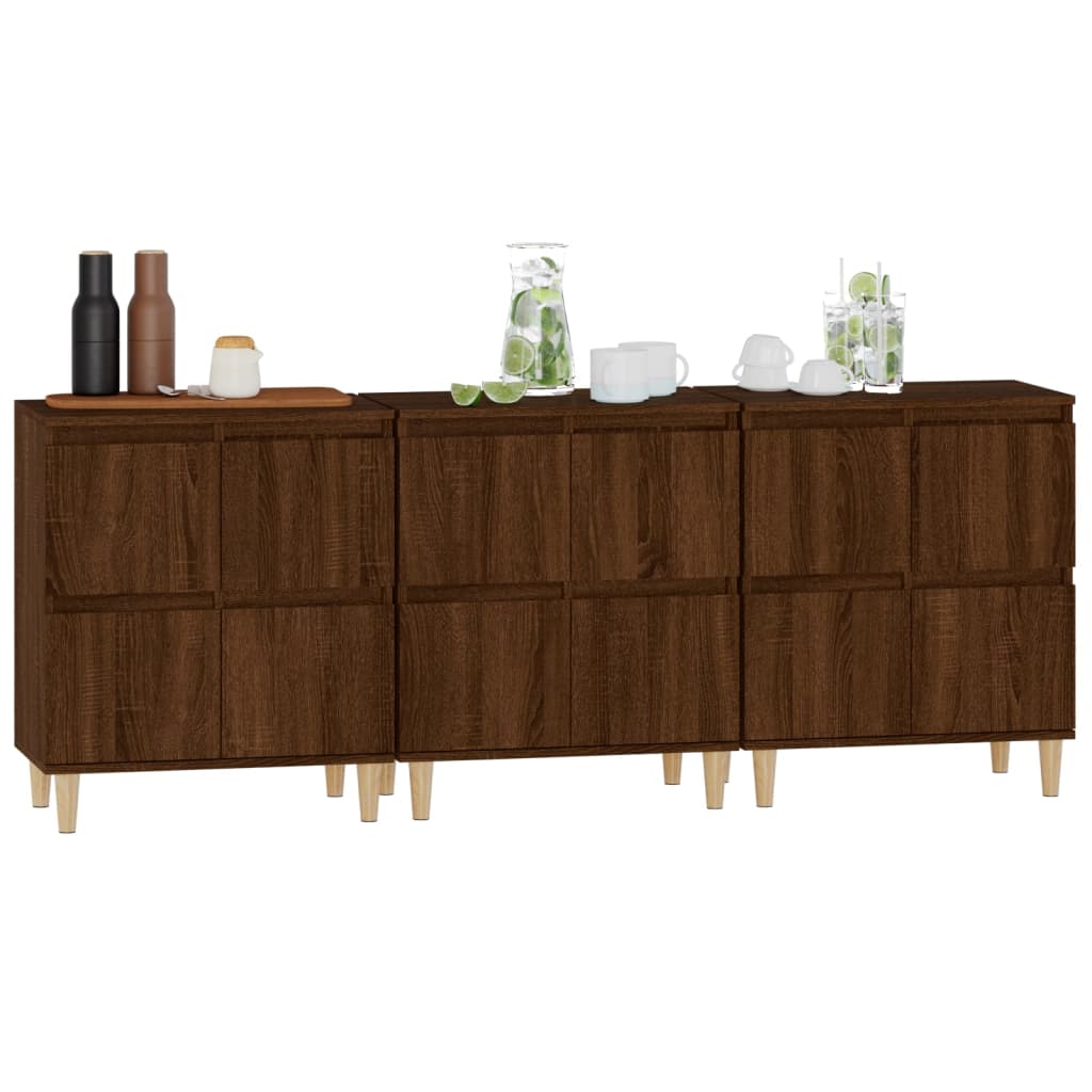 Buffets 3 pcs chêne marron 60x35x70 cm bois d'ingénierie