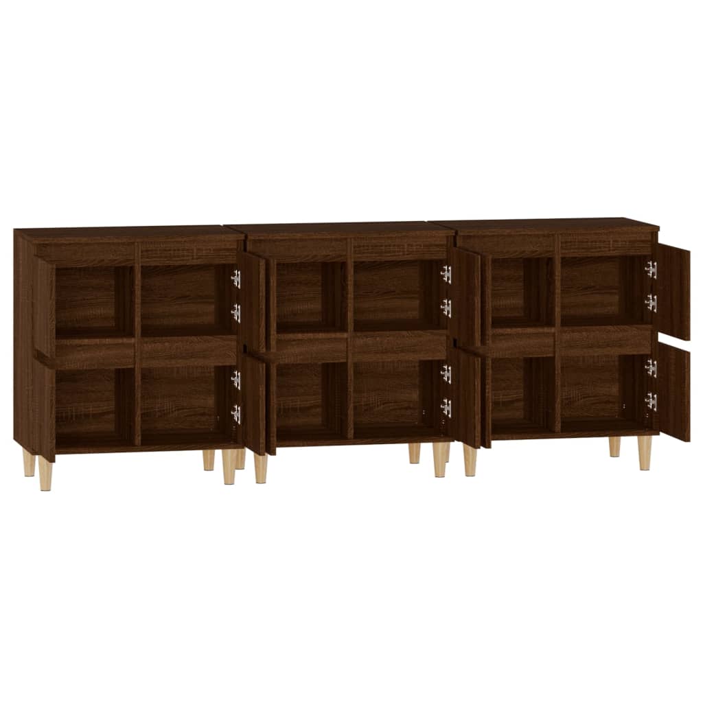 Buffets 3 pcs chêne marron 60x35x70 cm bois d'ingénierie