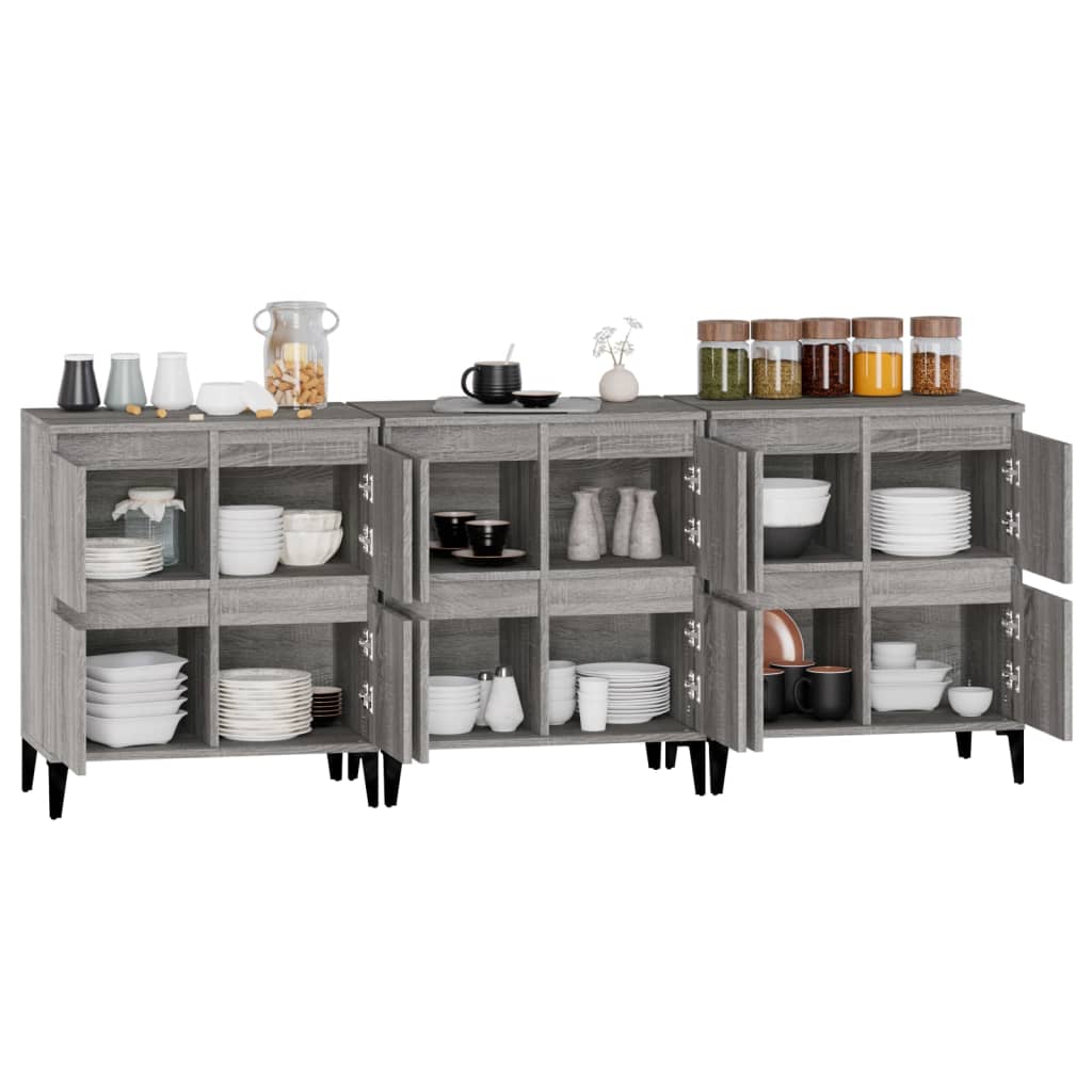 Buffets 3 pcs sonoma gris 60x35x70 cm bois d'ingénierie