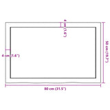 Table top 80x50x(2-4) cm solid untreated oak wood