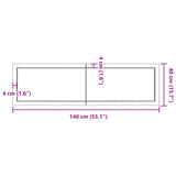 Table top 140x40x(2-4) cm solid untreated oak wood