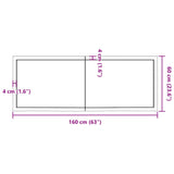 Table top 160x60x(2-6) cm solid untreated oak wood