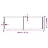 Table top 180x60x(2-4) cm solid untreated oak wood