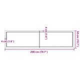 Table top 200x50x(2-6) cm solid untreated oak wood