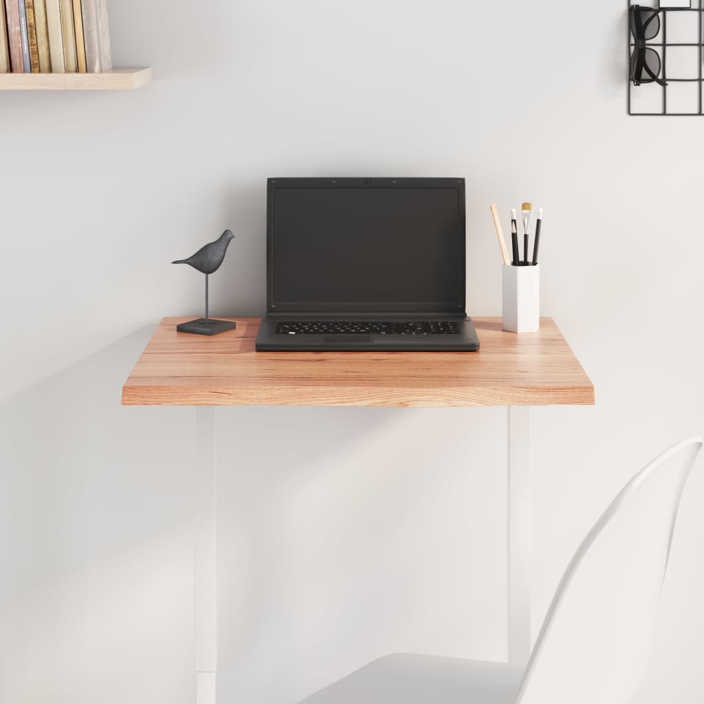 Light brown table top 60x60x2 cm treated oak wood