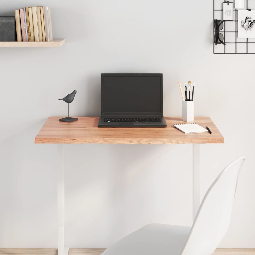 Light brown table top 80x50x2 cm treated oak wood