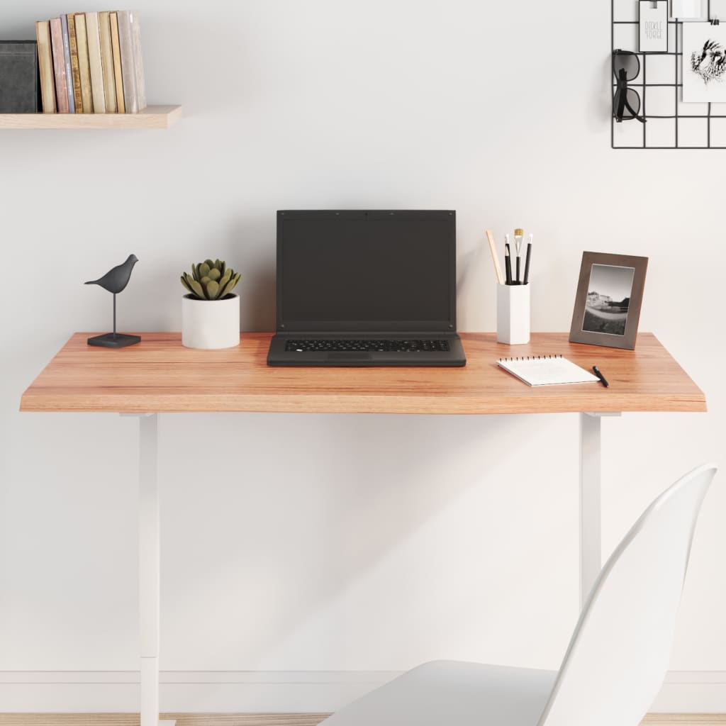 Light brown table top 100x40x2 cm treated oak wood