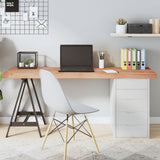 Light brown table top in treated solid oak wood