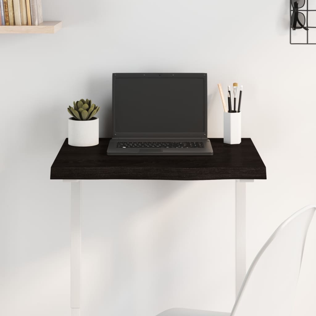 Dark brown table top solid treated oak wood