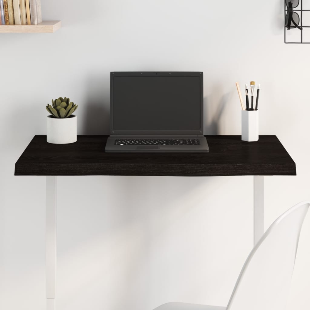 Dark brown table top solid treated oak wood