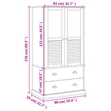 Garde-robe VIGO 90x55x176 cm bois massif de pin