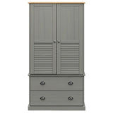 VIGO grauer Kleiderschrank 90x55x176 cm aus massivem Kiefernholz